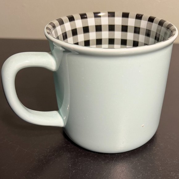 BLOOM WHERE YOU ARE PLANTED Ceramic Mug ~ Black & White Checkered ~ Gardening - Picture 2 of 5